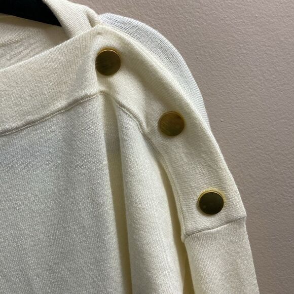 Coleen Lopez Womens One Shoulder Button Pullover Sweater Cream Size Small - Picture 5 of 5